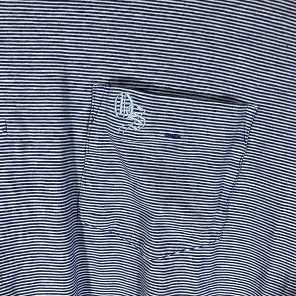 B. Draddy Polo Golf Shirt Mens Size Large OS Logo Pocket Pinstripe Blue EUC - Picture 5 of 12